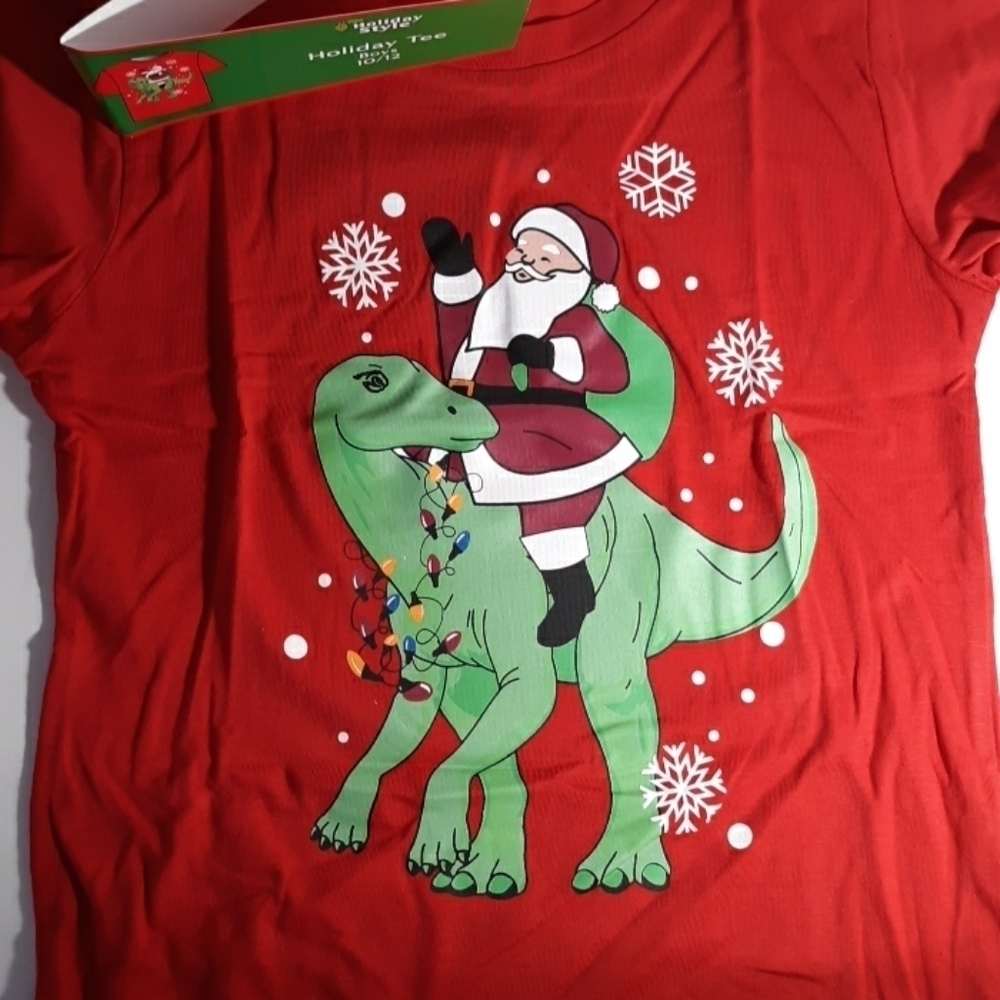 New Christmas Santa dinosaur 10/12 shirt